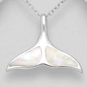 Sterling Silver & Mother of Pearl Whales Tail Pendant