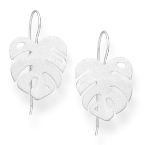 Sterling Silver Matt Leaf Earrings