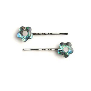 Paua Shell: HAIR CLIP PAIR - PAUA FLOWER