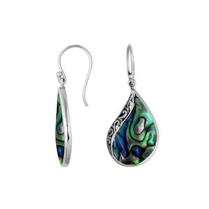 Earrings: Paua Shell & Sterling Silver Dangly Earrings