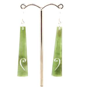 NZ Greenstone Koru Drop Earrings 50 mm
