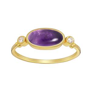 Gemstones: Gold Amethyst & Cubic Zirconia Ring