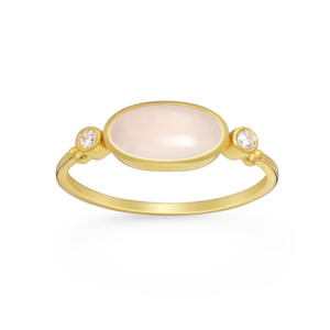 Gold Rose Quartz & Cubic Zirconia Ring