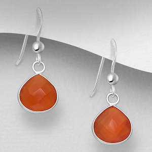Gemstones: Sterling Silver Carnelian Dangly Earrings