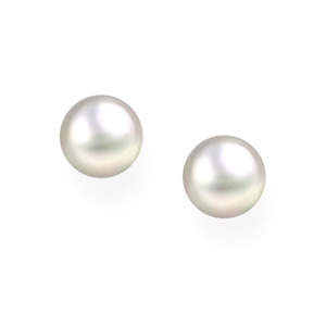 White Freshwater Pearl Stud Earrings - 9 mm