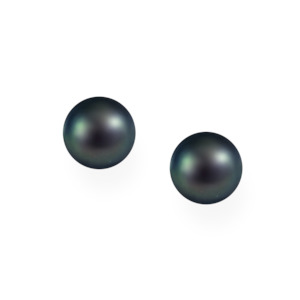 Black Freshwater Pearl Stud Earrings - 9 mm