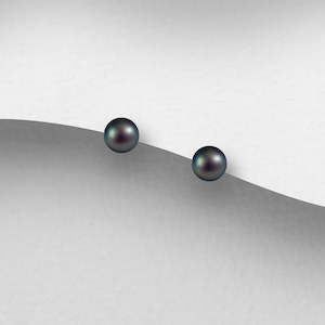 Sterling Silver AAA Grade Black Freshwater Pearl Stud Earrings 3.5 mm