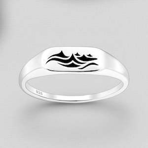 Rings: 925 Sterling Silver Oxidized Wave Ring