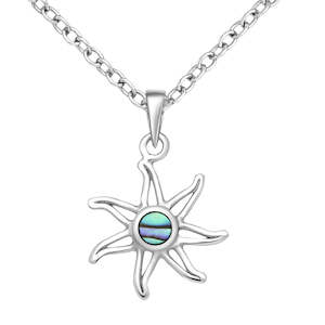 Pendants: Sterling Silver & Paua Shell Sun Pendant