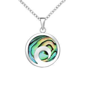 Sterling Silver Wave & Paua Shell Pendant