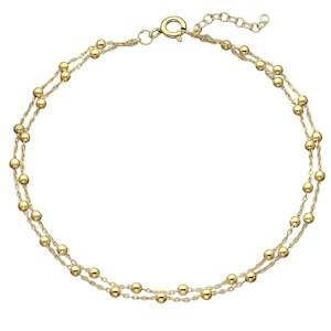Anklets Bracelets: Ball Layered Anklet, Plated with 1 Micron 14K Yellow Gold