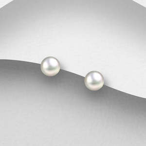 Home Bestseller Earrings: Sterling Silver AAA Grade White Freshwater Pearl Stud Earrings 3.5 mm