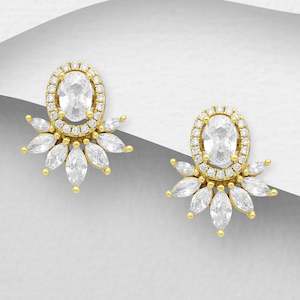 Home Bestseller Earrings: Cubic Zirconia Stud Earrings  Plated with 1 Micron 18K Yellow Gold