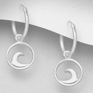 Sterling Silver Wave Hoop Sleeper Earrings