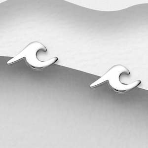 Sterling Silver Wave Stud Earrings