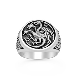 Sterling Silver Dragon Signet Ring