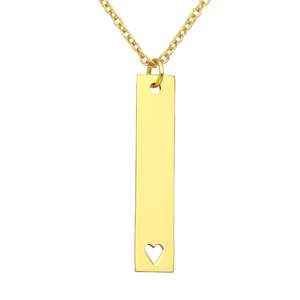 Gold Jewellery: Sterling Silver Engravable Heart Tag Pendant Plated with 1 Micron 18K Yellow Gold