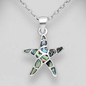 Small Sterling Silver & Paua Shell Star Fish Pendant