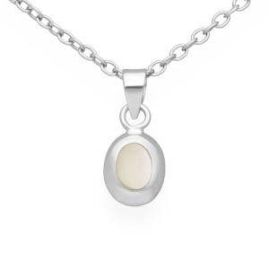 Bestsellers: Sterling Silver Tiny Mother of Pearl Shell Oval Pendant