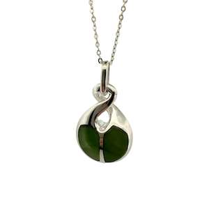 Sterling Silver Greenstone Pikorua Twist Pendant