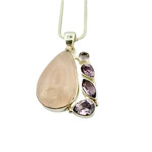 Gemstones: Sterling Silver Rose Quartz & Amethyst Pendant