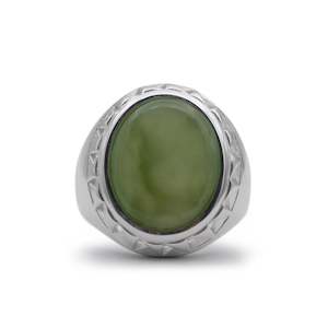 NZ Pounamu Greenstone Oval Weave Ring