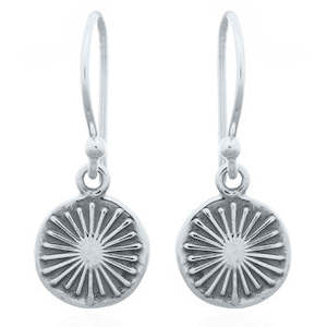 Earrings: Sterling Silver Sunburst Dangly Earrings