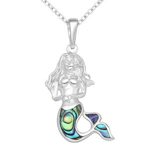 Mermaid & Paua Shell Sterling Silver Pendant