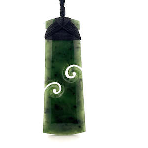 Pounamu Greenstone: Pounamu Toki with Two Koru Pendant
