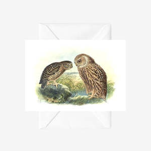Johannes Keulemans - Card - Morepork - Ruru and Laughing Owl - Whekau