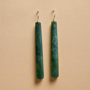 Pounamu Earrings: Whakakai Pounamu (Drop Earrings) - 23