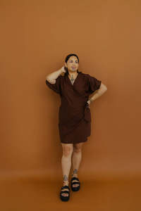 Pūwera Dress Midi Length (Chocolate Brown) - Waiapu Road