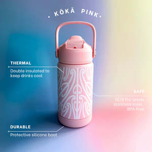 Kōkā pink Stainless Steel Kids Drink Bottle - Pēpi Eats