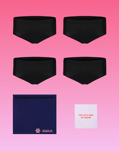 TEEN RANGE: Teen Period Kit - 4 pack Briefs BLACK