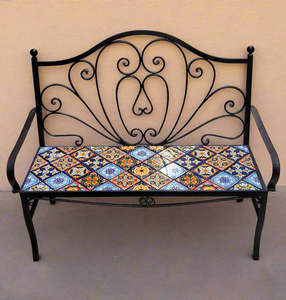 Artisan Made: Talavera Iron Bench
