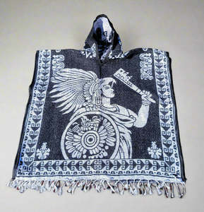 Aztec Warrior Poncho – Black & White