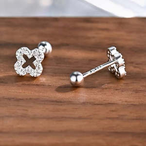 Frontpage: Sparkle 4 Leafs Clover Earrings - Sterling Silver (Micro)