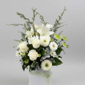 All Flowers: Serenity Box Arrangement - White & Green Flowers