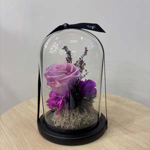 Garden Violet - Glass Flower Dome