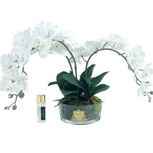 ORCHID BOUQUET - IVORY WHITE & GOLD BADGE - OOV01