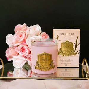 Cote Noire: PINK VESSEL 450G CANDLE IN PINK CHAMPAGNE WITH CRYSTAL GLASS LID - CGP45018