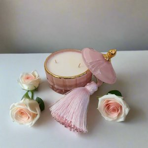 Xmas: COTE NOIRE - ART DECO CANDLE - PINK & GOLD - PINK CHAMPAGNE GML45002