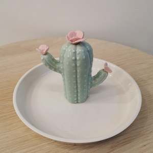 Flowering Cactus Ceramic Jewellery Plate