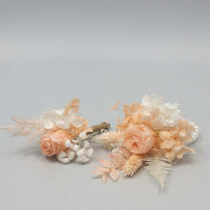 Wrist Corsages: Corsage & Buttonhole Set - Preserved Peach Rose