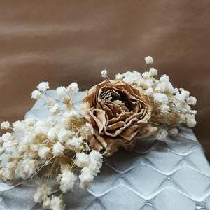 Wrist Corsages: Preserved Gypsophilia & Dried Rose Hair Slide