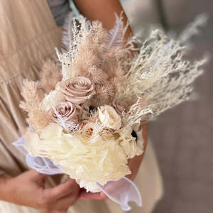 Wedding Flowers: Cream Rose Bridal Bouquet - Preserved