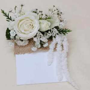 Wedding Flowers: Pocket Square- Fresh Flower White
