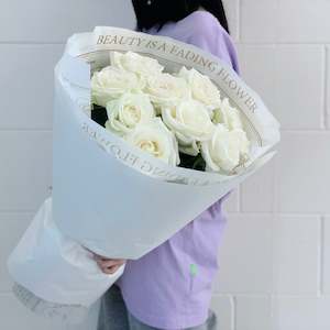 Stunning-  Long Stems White Rose Bouquet