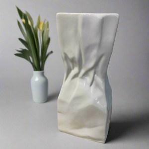 Vases: Large Ceramic Paper Bag Vase