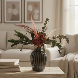 Homeware: Earthy Brush Pink Rose Vase arrangement